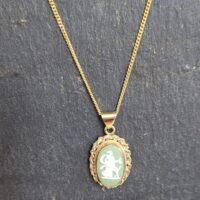 9ct Yellow Gold Sage Green Wedgwood Cameo Pendant Necklace from Ace Jewellery, Leeds