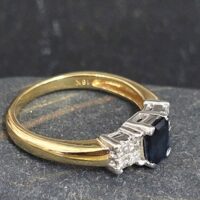 0.91ct Sapphire & Princess Cut Diamond Ring 18ct Yellow Gold from Ace Jewellery, Leeds