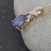 1.10ct Tanzanite & Diamond Pendant Necklace 9ct Yellow Gold from Ace Jewellery, Leeds