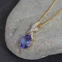 1.10ct Tanzanite & Diamond Pendant Necklace 9ct Yellow Gold from Ace Jewellery, Leeds