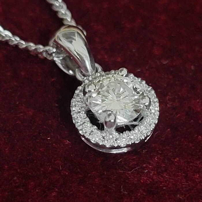 0.31ct Diamond Halo Pendant Necklace 18ct White Gold from Ace Jewellery, Leeds