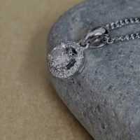 0.31ct Diamond Halo Pendant Necklace 18ct White Gold from Ace Jewellery, Leeds