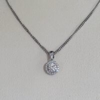 0.31ct Diamond Halo Pendant Necklace 18ct White Gold from Ace Jewellery, Leeds