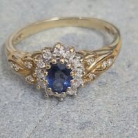 0.90ct Sapphire & Diamond Cluster Ring 9ct Yellow Gold from Ace Jewellery, Leeds