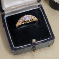 0.31ct Antique Edwardian 18ct Yellow Gold Opal & Old Cut Diamond Five Stone Ring from Ace Jewellery, Leeds