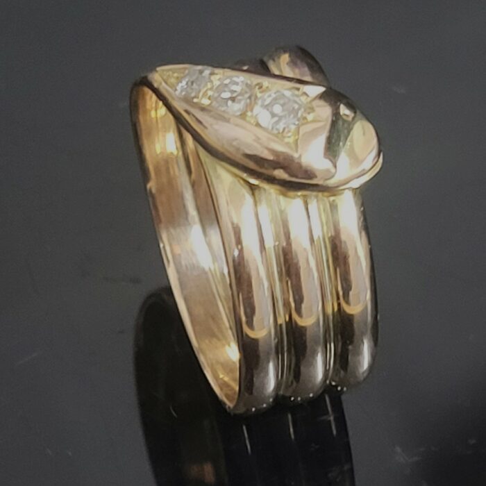 0.34ct Antique Diamond Snake Ring 15ct Yellow Gold from Ace Jewellery, Leeds