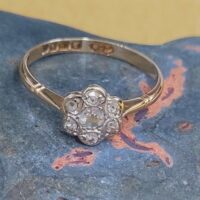 0.17ct Antique Edwardian Rose Cut Diamond Coronet Cluster Ring 18ct Yellow Gold from Ace Jewellery, Leeds