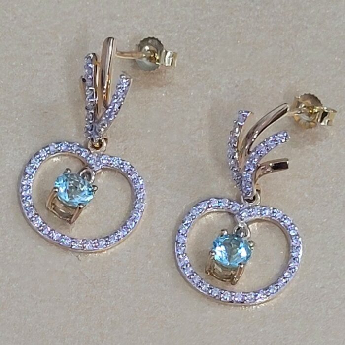 18ct Yellow Gold 1.20ct Diamond & Aquamarine Drop Earrings from Ace Jewellery, Leeds