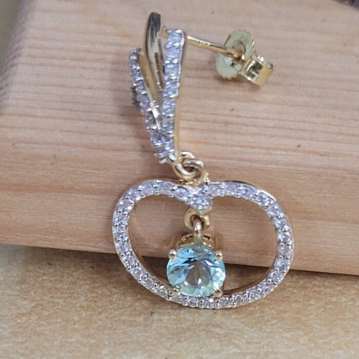 18ct Yellow Gold 1.20ct Diamond & Aquamarine Drop Earrings from Ace Jewellery, Leeds