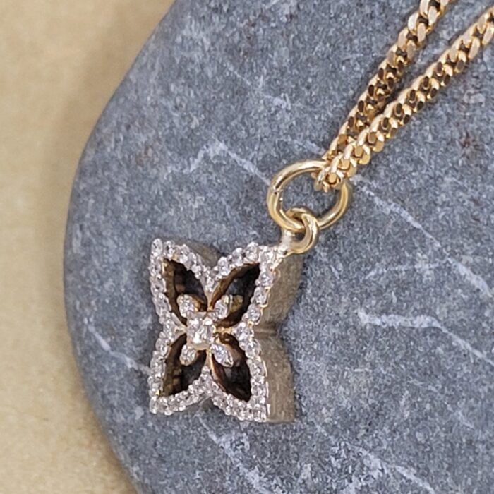 0.25ct Round Brilliant Cut Diamond Flower Pendant & Chain 18ct Yellow Gold from Ace Jewellery, Leeds