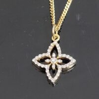 0.25ct Round Brilliant Cut Diamond Flower Pendant & Chain 18ct Yellow Gold from Ace Jewellery, Leeds