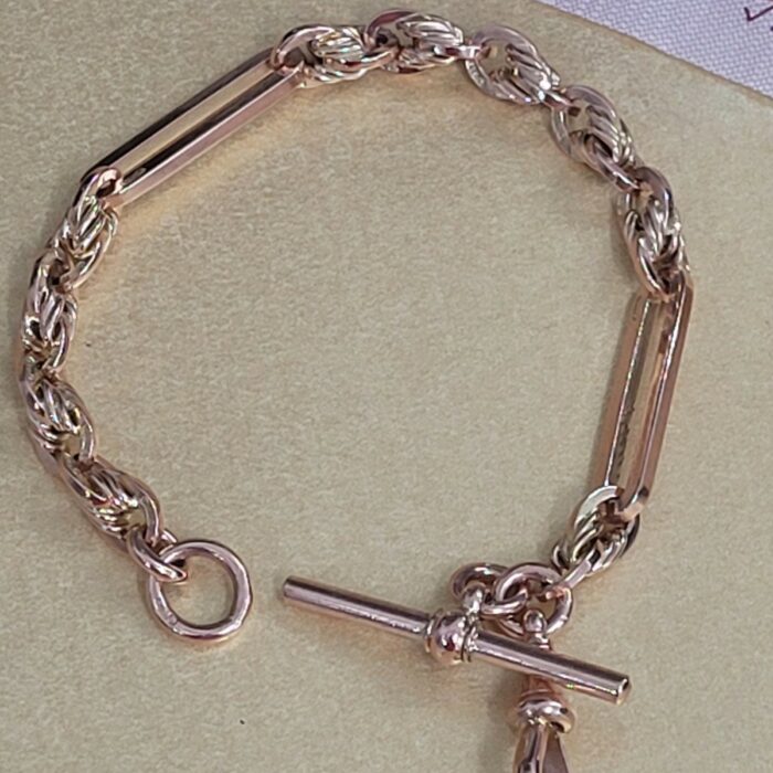 9ct Rose Gold Antique Rope & Bar Bracelet from Ace Jewellery, Leeds