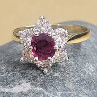 1.35ct Ruby & Diamond Cluster Ring 18ct Yellow Gold from Ace Jewellery, Leeds