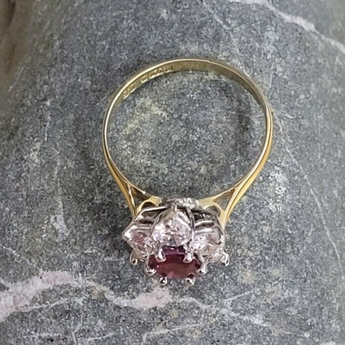 1.35ct Ruby & Diamond Cluster Ring 18ct Yellow Gold from Ace Jewellery, Leeds