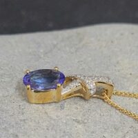 1.10ct Tanzanite & Diamond Pendant Necklace 9ct Yellow Gold from Ace Jewellery, Leeds