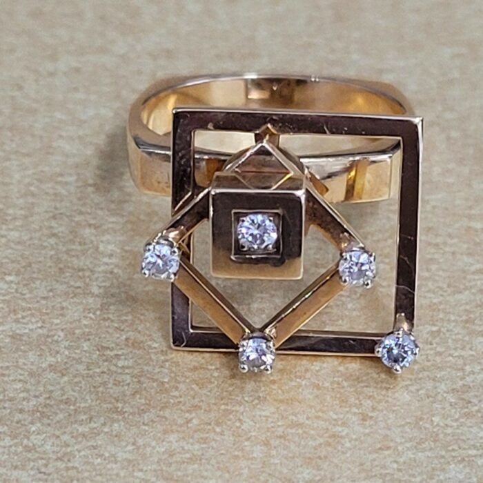 0.16ct Diamond Teufel Motion/Swinger Ring 14ct Yellow Gold from Ace Jewellery, Leeds