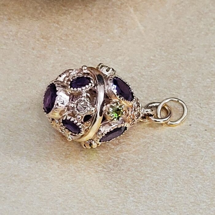 8.80ct Amethyst & Peridot Gold Orb Globe Pendant 9ct Yellow Gold from Ace Jewellery, Leeds