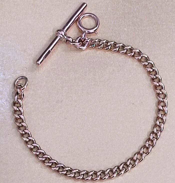 Antique 9ct Rose Gold Curb T-Bar Bracelet from Ace Jewellery, Leeds