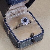 0.45ct Sapphire & Diamond Cluster Ring 18ct White Gold from Ace Jewellery, Leeds