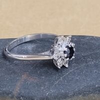 0.45ct Sapphire & Diamond Cluster Ring 18ct White Gold from Ace Jewellery, Leeds