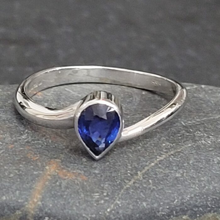 1.0ct Pear Shaped Sapphire Solitaire Engagement Ring 14ct White Gold from Ace Jewellery, Leeds