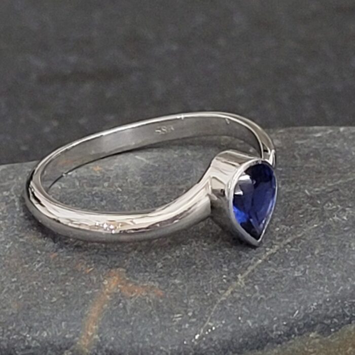 1.0ct Pear Shaped Sapphire Solitaire Engagement Ring 14ct White Gold from Ace Jewellery, Leeds