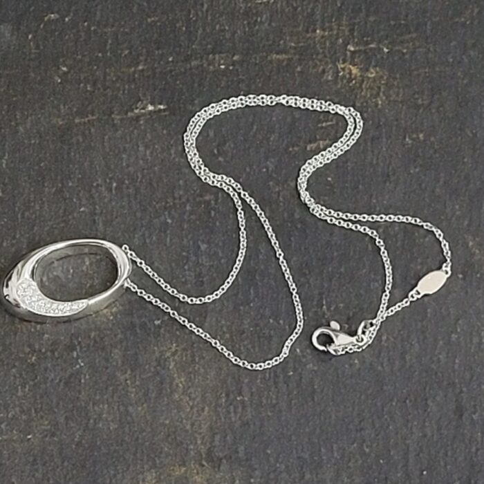 0.25ct Pave Set Pendant Necklace 18ct White Gold from Ace Jewellery, Leeds