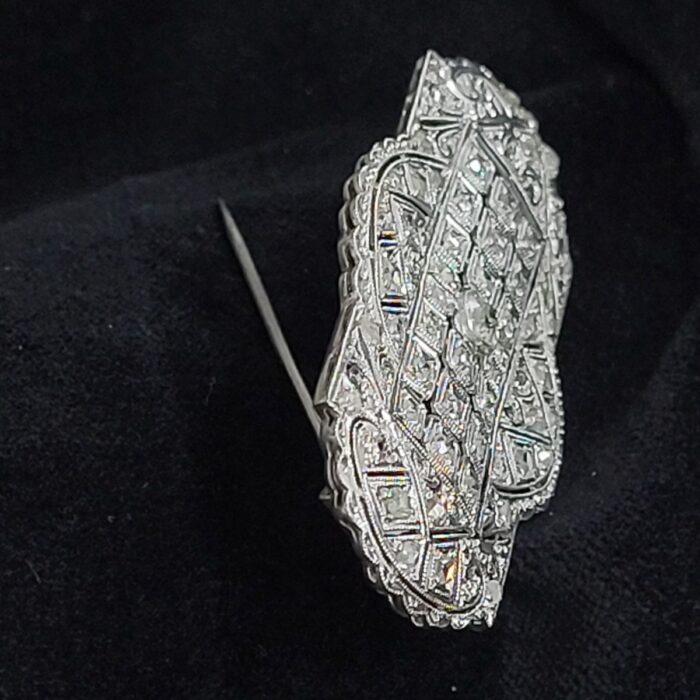 1.20ct Old Cut & Rose Cut Diamond Brooch 18ct White Gold from Ace Jewellery, Leeds