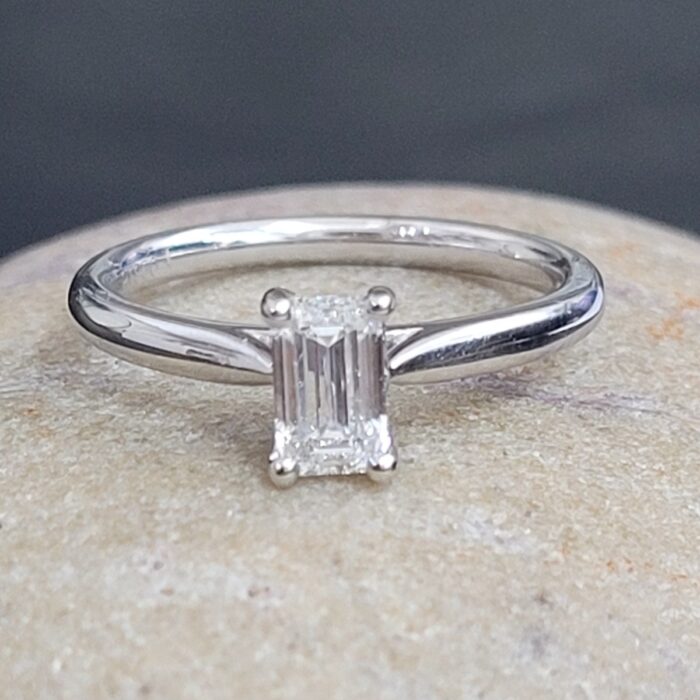 0.70ct Emerald Cut Diamond Engagement Ring Platinum from Ace Jewellery, Leeds