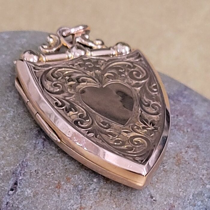 9ct Rose Gold Shield Style Locket from Ace Jewellery, Leeds
