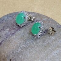 2.0ct Jade & Diamond Earrings 14ct White Gold from Ace Jewellery, Leeds