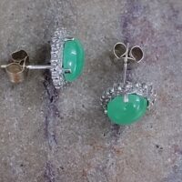 2.0ct Jade & Diamond Earrings 14ct White Gold from Ace Jewellery, Leeds