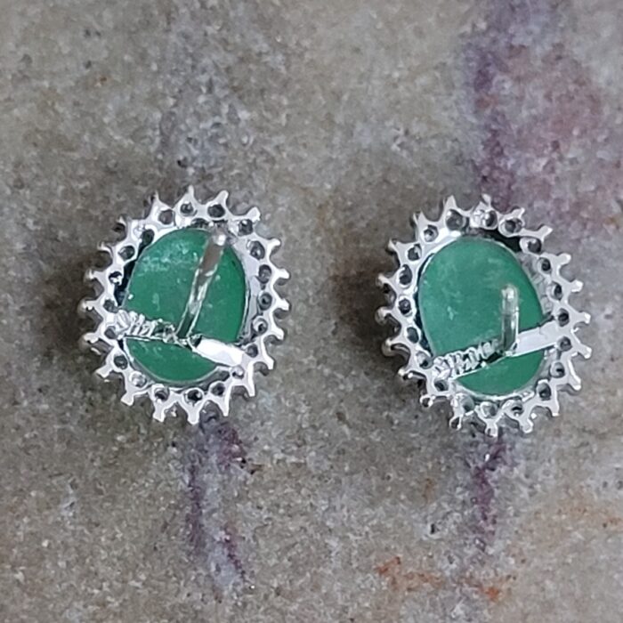 2.0ct Jade & Diamond Earrings 14ct White Gold from Ace Jewellery, Leeds