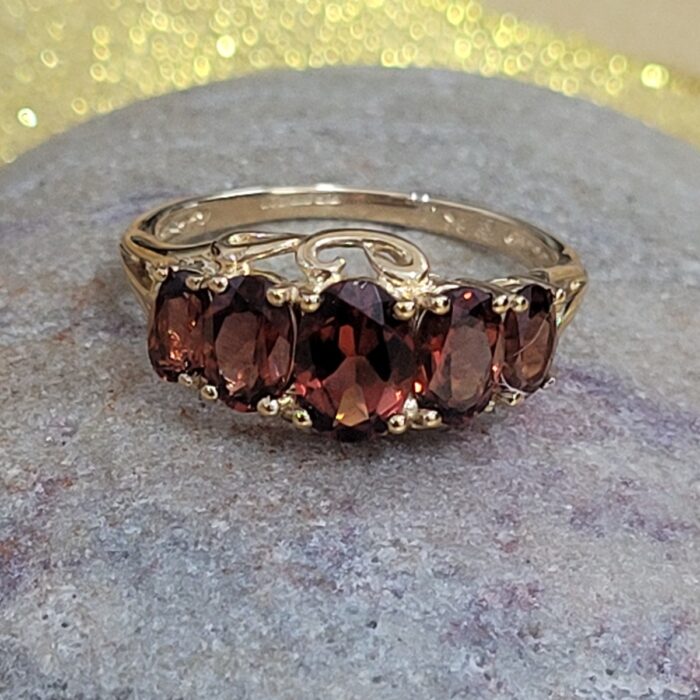 3.10ct Five Stone Garnet Ring 9ct Yellow Gold from Ace Jewellery, Leeds