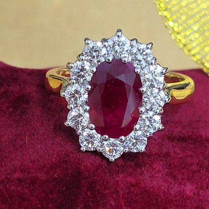 3.5ct Ruby & Diamond Cluster Ring 18ct Yellow Gold from Ace Jewellery, Leeds