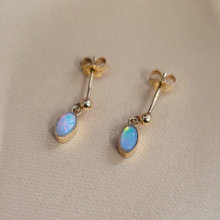 0.40ct Opal Teardrop Earrings 9ct Yellow Gold from Ace Jewellery, Leeds