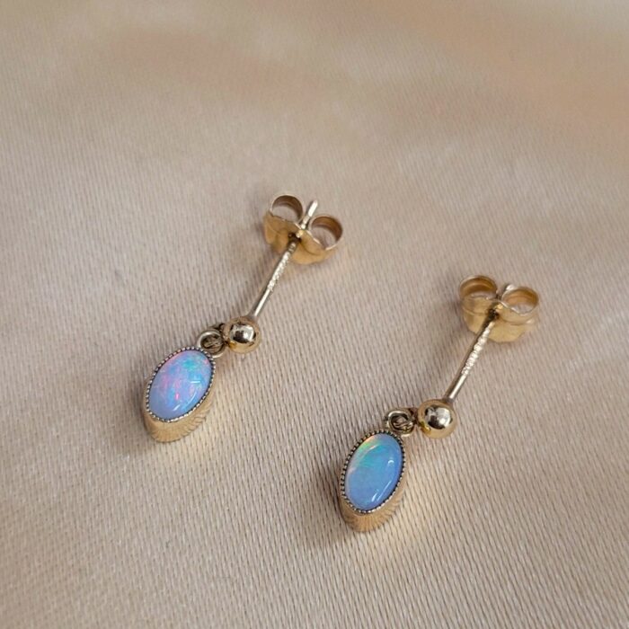 0.40ct Opal Teardrop Earrings 9ct Yellow Gold from Ace Jewellery, Leeds