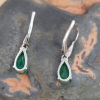 2.0ct Pear-Shaped Emerald Drop Earrings 18ct White Gold from Ace Jewellery, Leeds