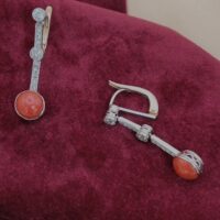 1.7ct Coral & Rose Cuts, Old Cuts Diamond Drop Earrings Platinum & 18ct Rose Gold from Ace Jewellery, Leeds