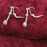 1.7ct Coral & Rose Cuts, Old Cuts Diamond Drop Earrings Platinum & 18ct Rose Gold from Ace Jewellery, Leeds