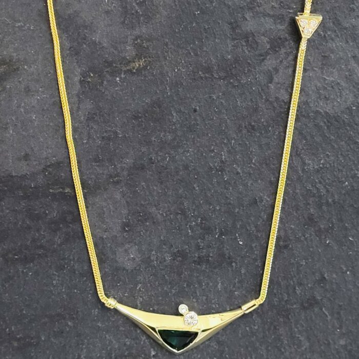 2.75ct Tourmaline & Diamond Necklace 18ct Yellow Gold from Ace Jewellery, Leeds