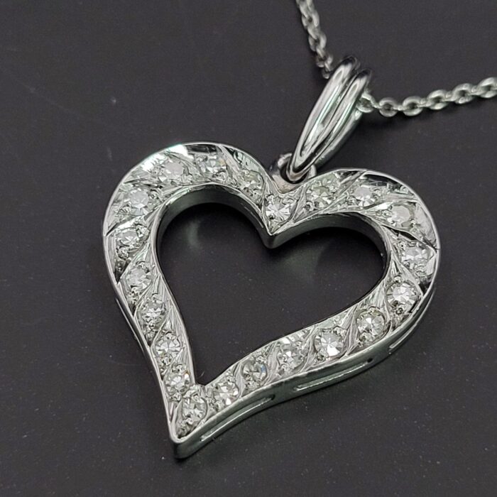 0.30ct Eight Cut Diamond Heart-Shaped Pendant Necklace 18ct White Gold from Ace Jewellery, Leeds
