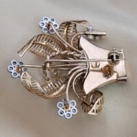 0.50ct Eight Cut Diamond, Pearl & Sapphire Basket Brooch 14ct Yellow Gold from Ace Jewellery, Leeds