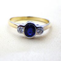 0.68ct Sapphire & Diamond Ring 18ct Yellow Gold from Ace Jewellery, Leeds