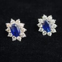 2.06ct Sapphire & Diamond Earrings 18ct White Gold from Ace Jewellery, Leeds