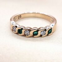 0.28ct Emerald & Diamond Half Eternity Ring 9ct Yellow Gold from Ace Jewellery, Leeds