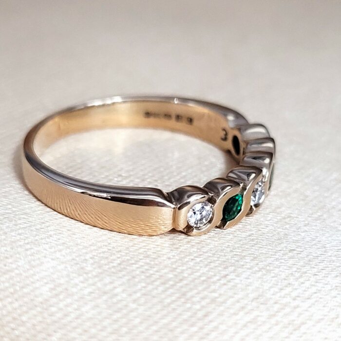 0.28ct Emerald & Diamond Half Eternity Ring 9ct Yellow Gold from Ace Jewellery, Leeds
