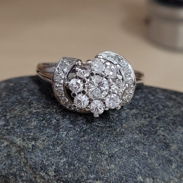 0.70ct Diamond Fancy Twist Cluster Ring 18ct White Gold from Ace Jewellery, Leeds