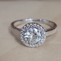 0.80ct Moissanite & Diamond Halo Engagement Ring from Ace Jewellery, Leeds