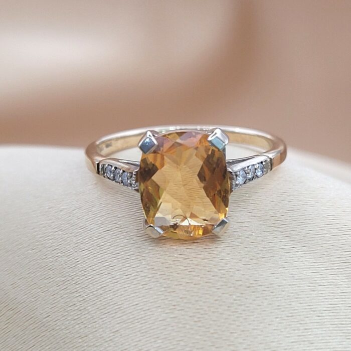 2.06ct Cushion-Cut Citrine & Diamond Ring 9ct Yellow Gold from Ace Jewellery, Leeds